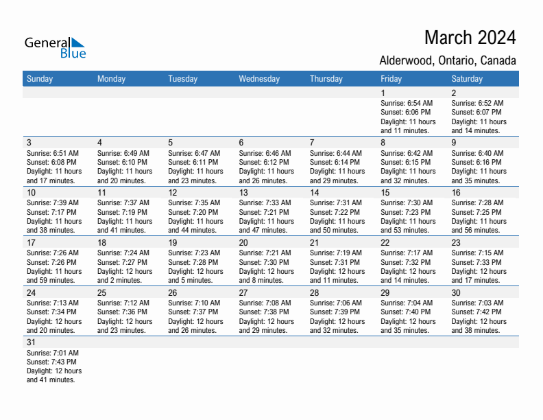 Alderwood March 2024 sunrise and sunset calendar in PDF, Excel, and Word