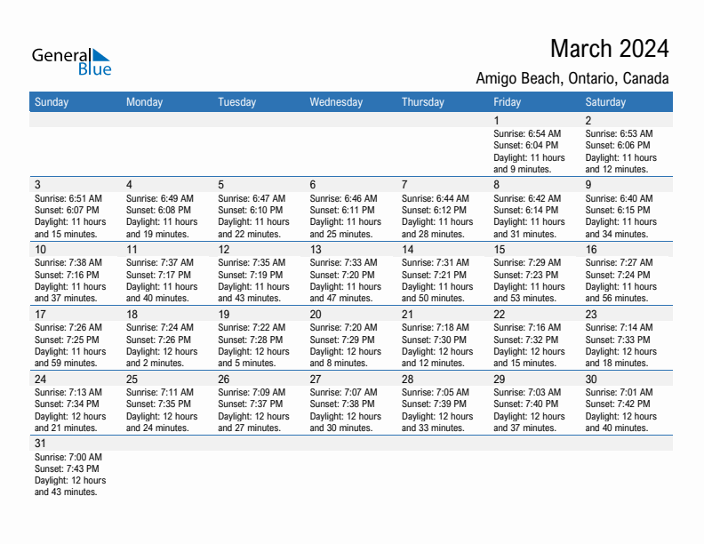 Amigo Beach March 2024 sunrise and sunset calendar in PDF, Excel, and Word