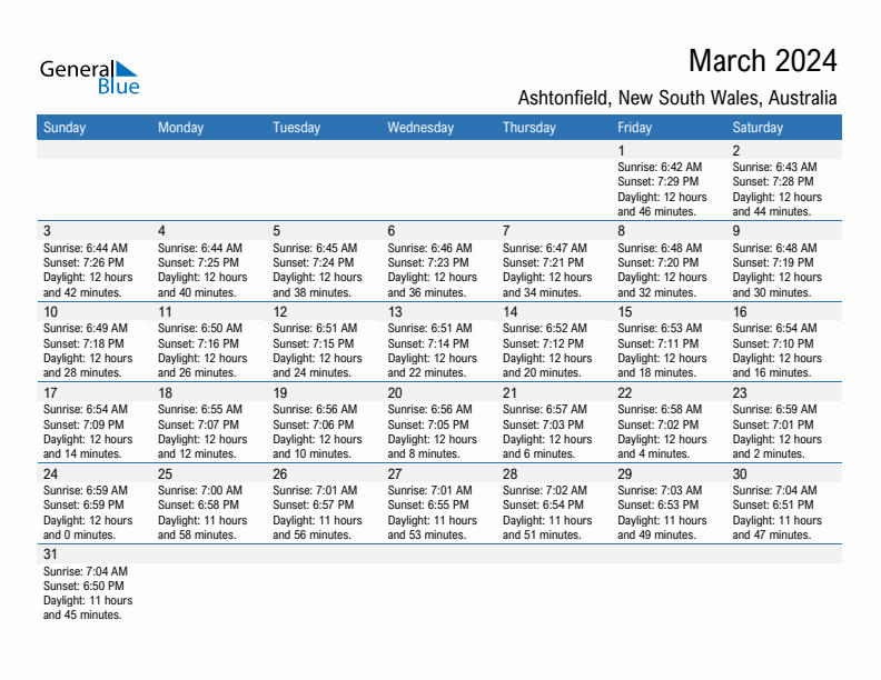 Ashtonfield March 2024 sunrise and sunset calendar in PDF, Excel, and Word