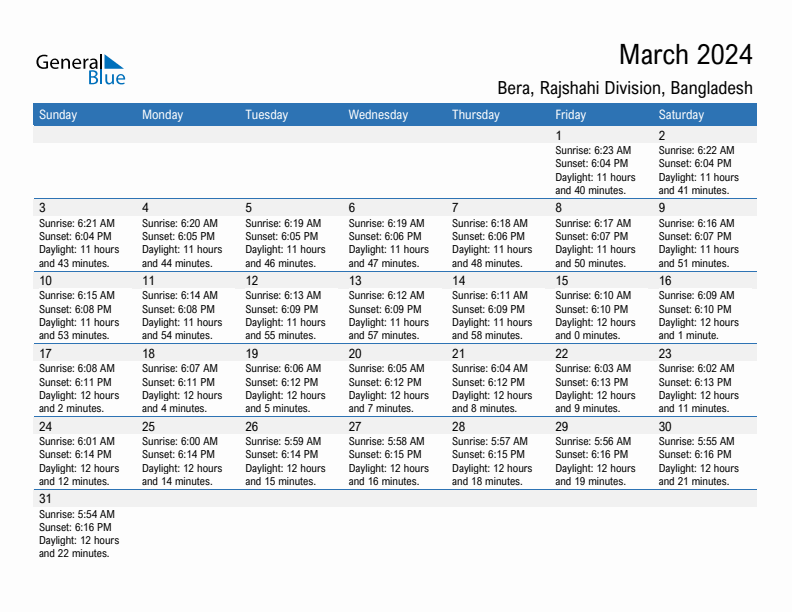 Bera March 2024 sunrise and sunset calendar in PDF, Excel, and Word
