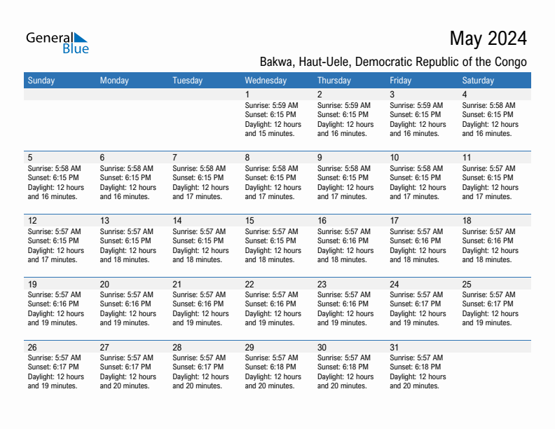 Bakwa May 2024 sunrise and sunset calendar in PDF, Excel, and Word