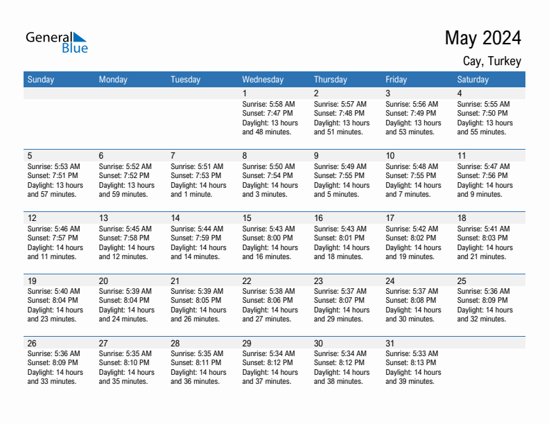 Cay May 2024 sunrise and sunset calendar in PDF, Excel, and Word