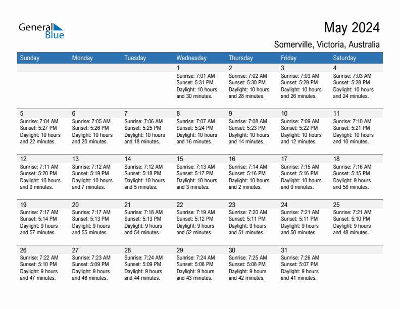 Somerville May 2024 sunrise and sunset calendar in PDF, Excel, and Word