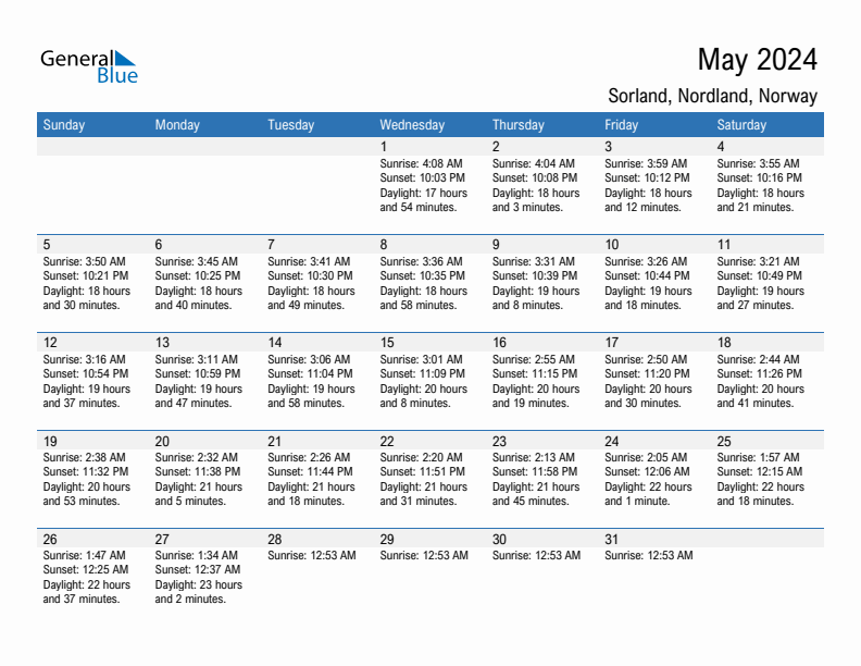 Sorland May 2024 sunrise and sunset calendar in PDF, Excel, and Word