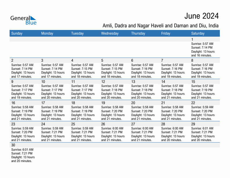 Amli June 2024 sunrise and sunset calendar in PDF, Excel, and Word