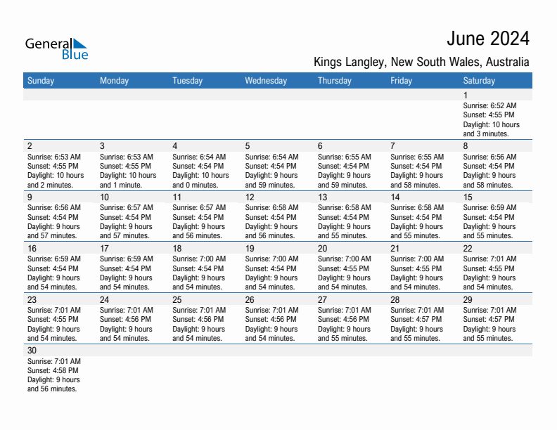 Kings Langley June 2024 sunrise and sunset calendar in PDF, Excel, and Word