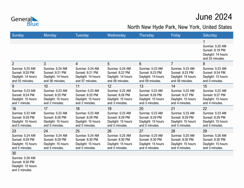 North New Hyde Park June 2024 sunrise and sunset calendar in PDF, Excel, and Word