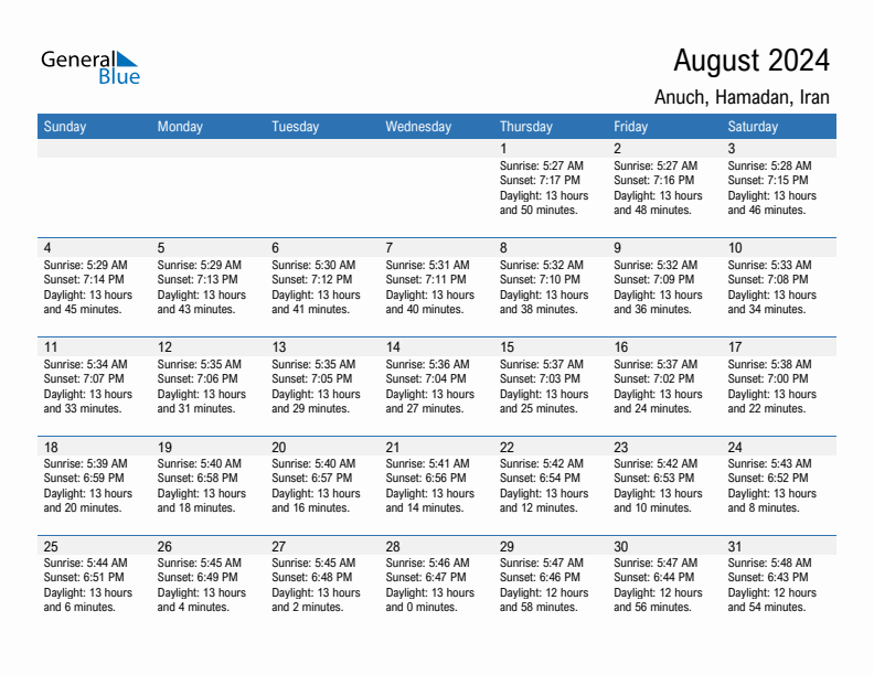 Anuch August 2024 sunrise and sunset calendar in PDF, Excel, and Word