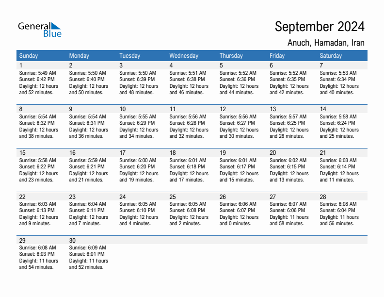 Anuch September 2024 sunrise and sunset calendar in PDF, Excel, and Word