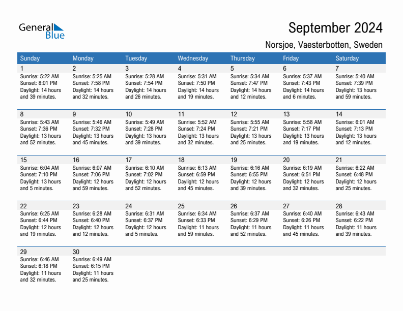 Norsjoe September 2024 sunrise and sunset calendar in PDF, Excel, and Word