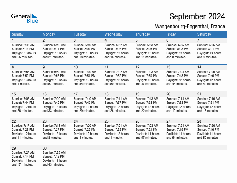 Wangenbourg-Engenthal September 2024 sunrise and sunset calendar in PDF, Excel, and Word