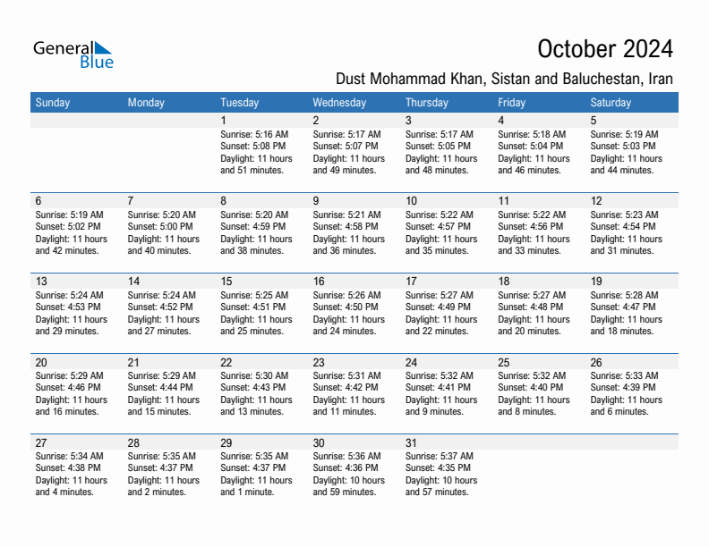 Dust Mohammad Khan October 2024 sunrise and sunset calendar in PDF, Excel, and Word