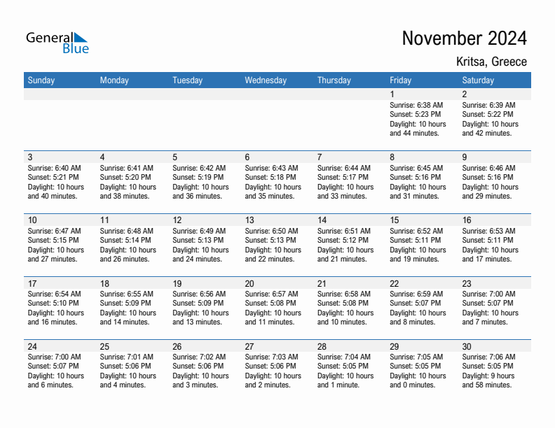 Kritsa November 2024 sunrise and sunset calendar in PDF, Excel, and Word