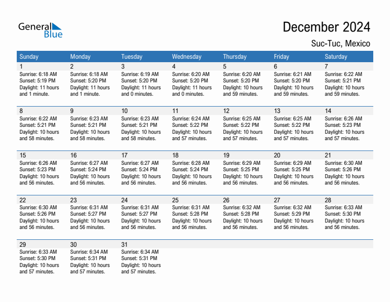 Suc-Tuc December 2024 sunrise and sunset calendar in PDF, Excel, and Word