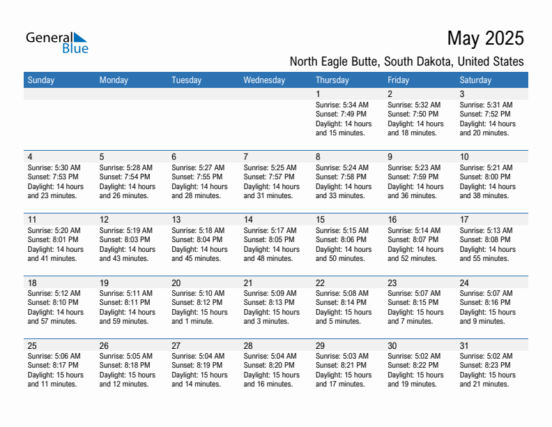 North Eagle Butte May 2025 sunrise and sunset calendar in PDF, Excel, and Word