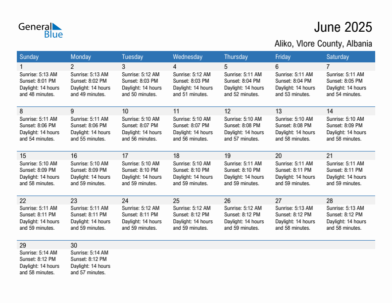 Aliko June 2025 sunrise and sunset calendar in PDF, Excel, and Word