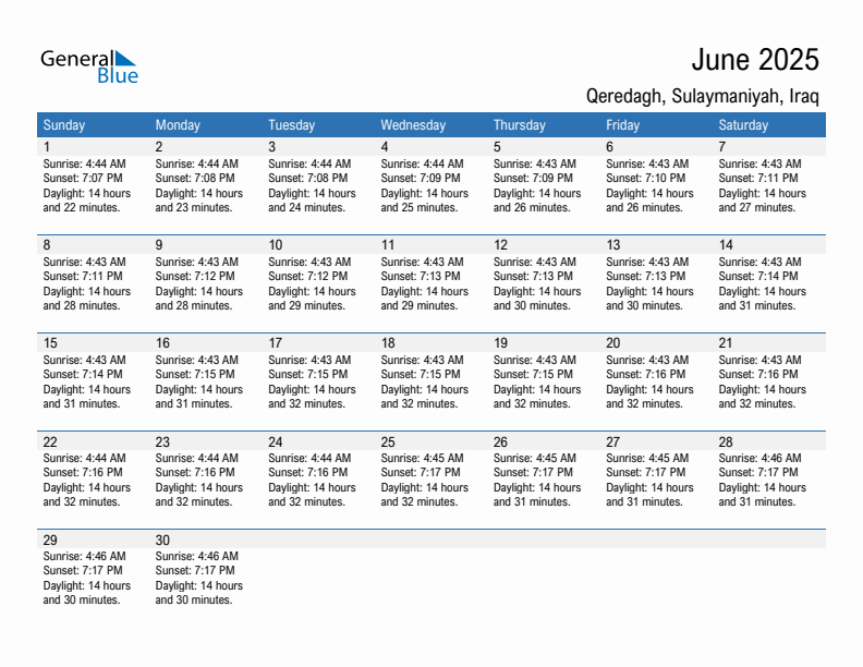 Qeredagh June 2025 sunrise and sunset calendar in PDF, Excel, and Word