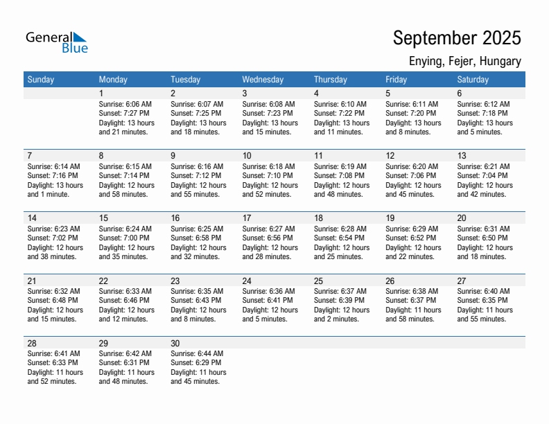 Enying September 2025 sunrise and sunset calendar in PDF, Excel, and Word