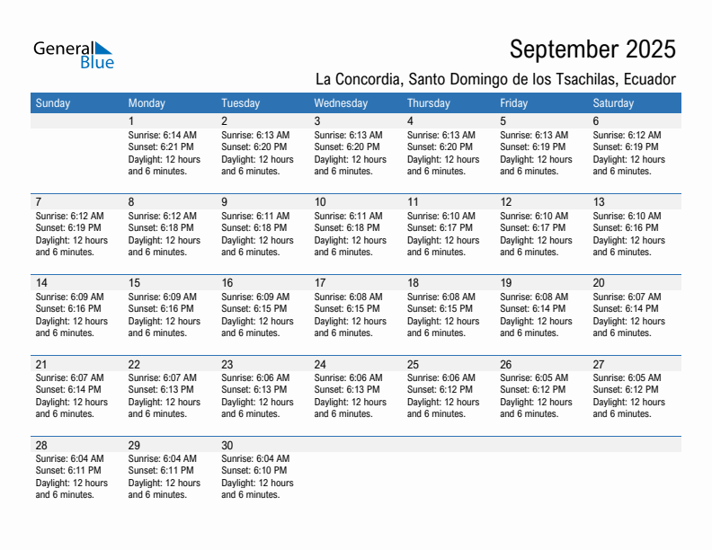 La Concordia September 2025 sunrise and sunset calendar in PDF, Excel, and Word