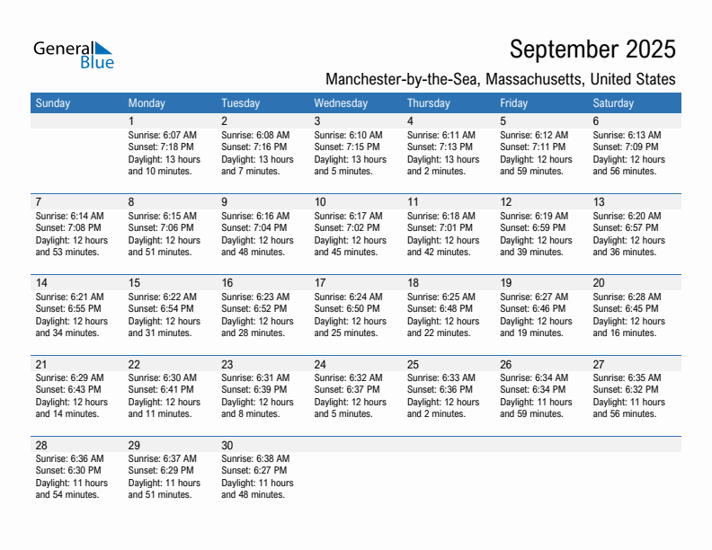 Manchester-by-the-Sea September 2025 sunrise and sunset calendar in PDF, Excel, and Word