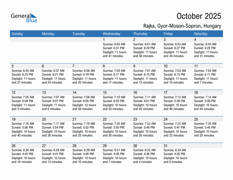 Rajka October 2025 sunrise and sunset calendar in PDF, Excel, and Word