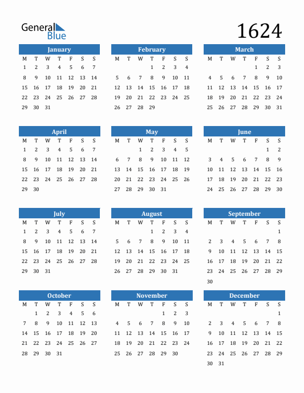 1624 Calendar