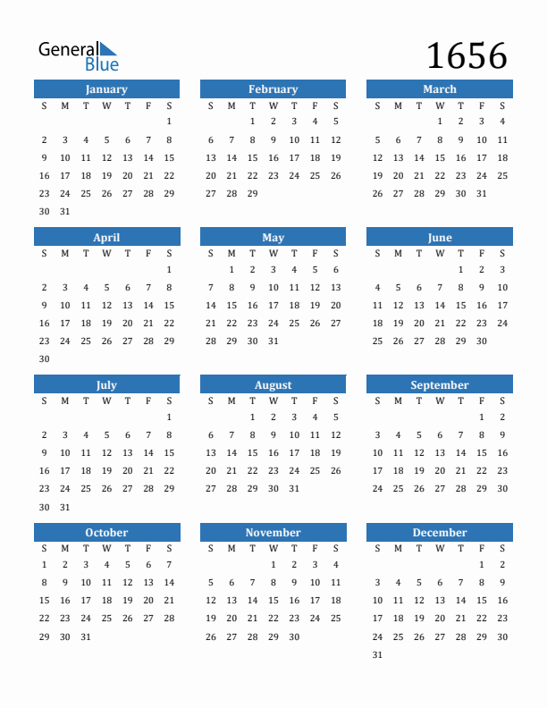 1656 Calendar
