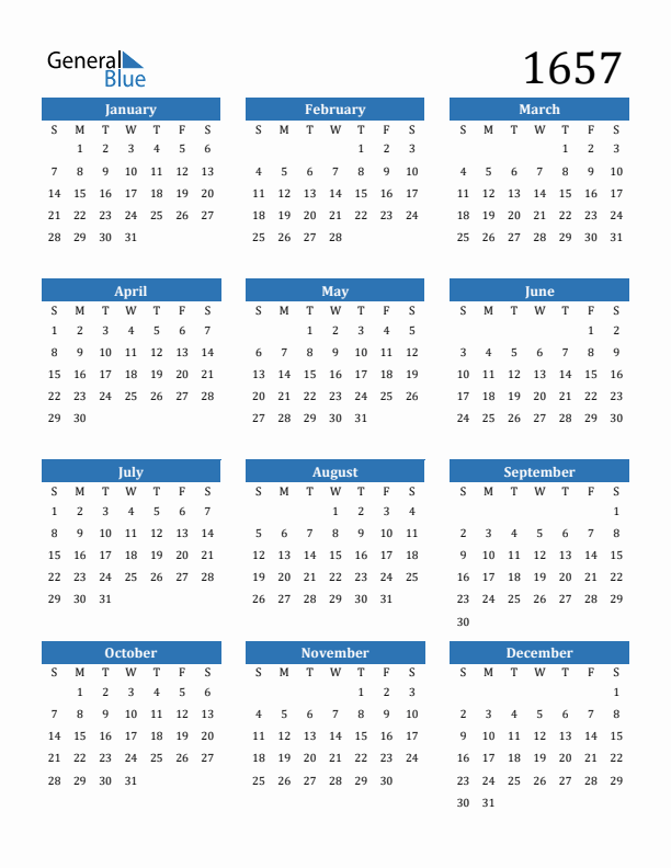 1657 Calendar