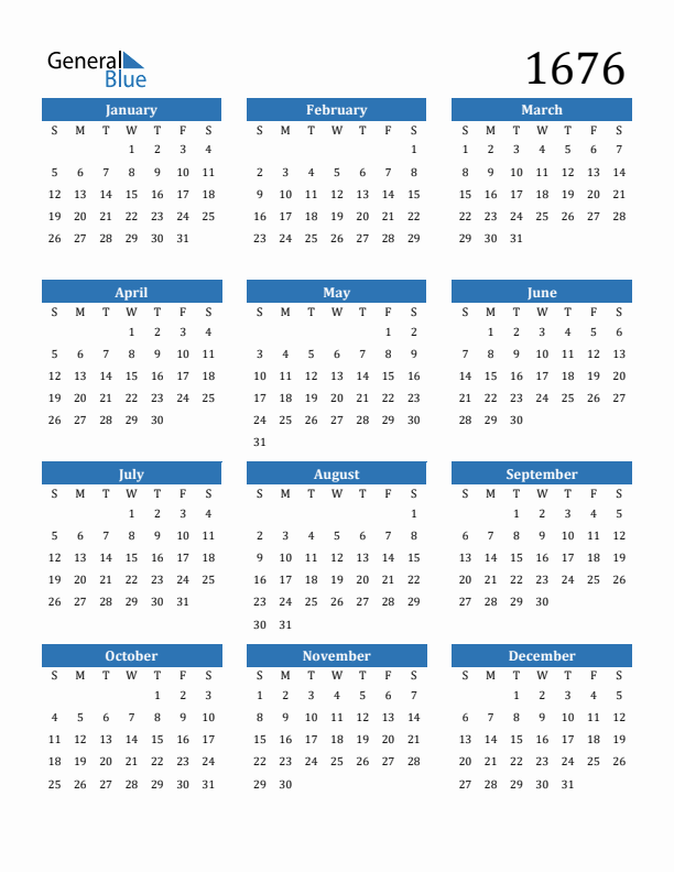 1676 Calendar