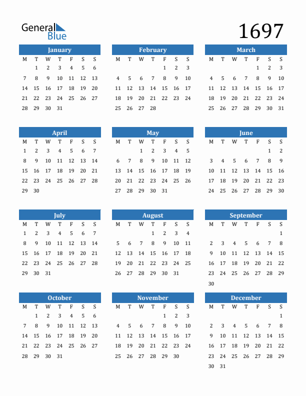 1697 Calendar