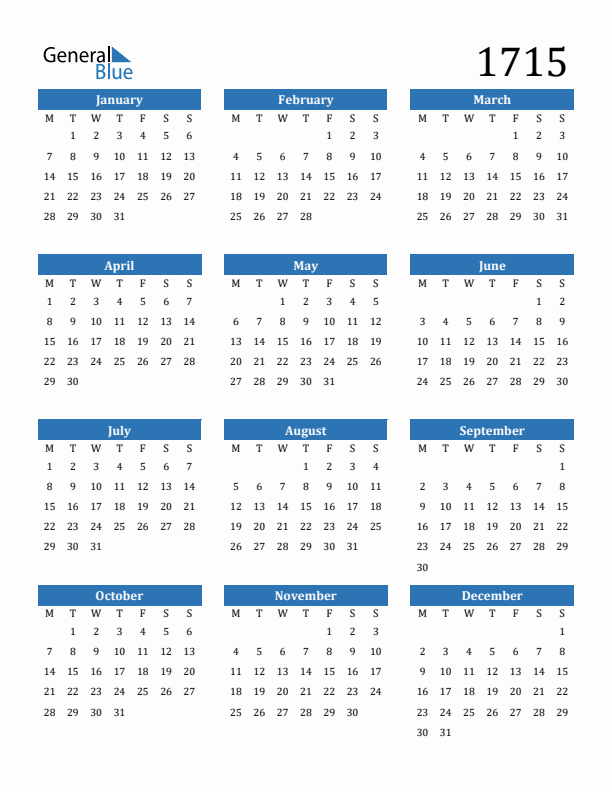 1715 Calendar