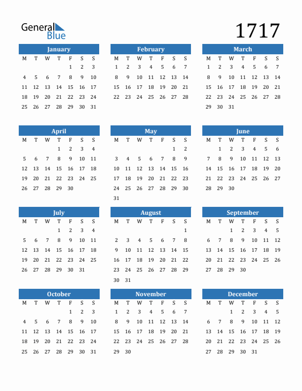 1717 Calendar