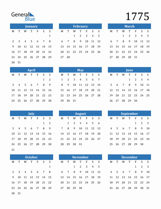 1775 Calendar