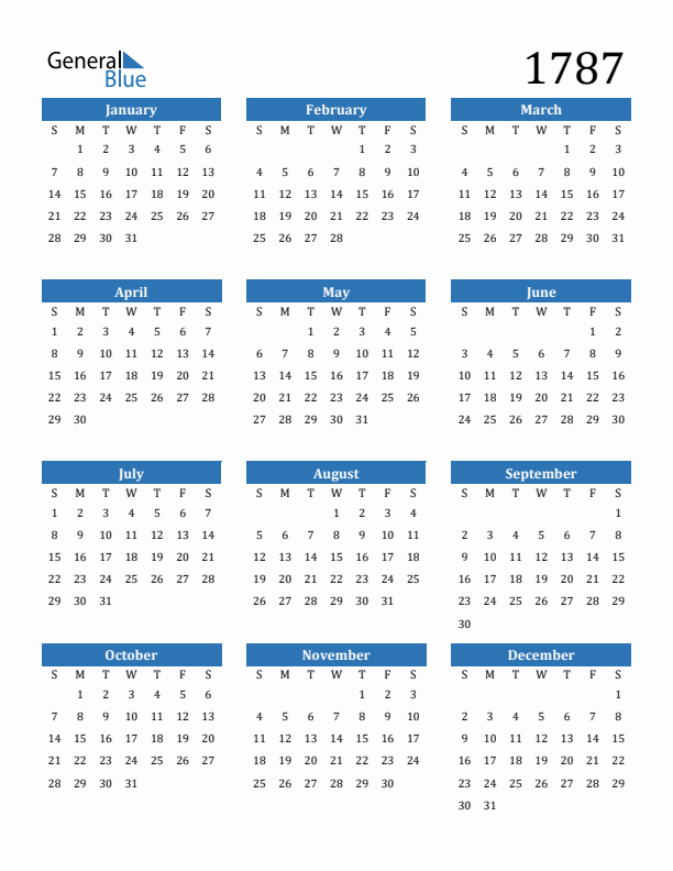 1787 Calendar