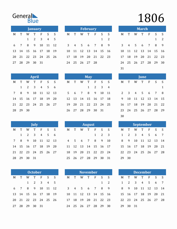 1806 Calendar