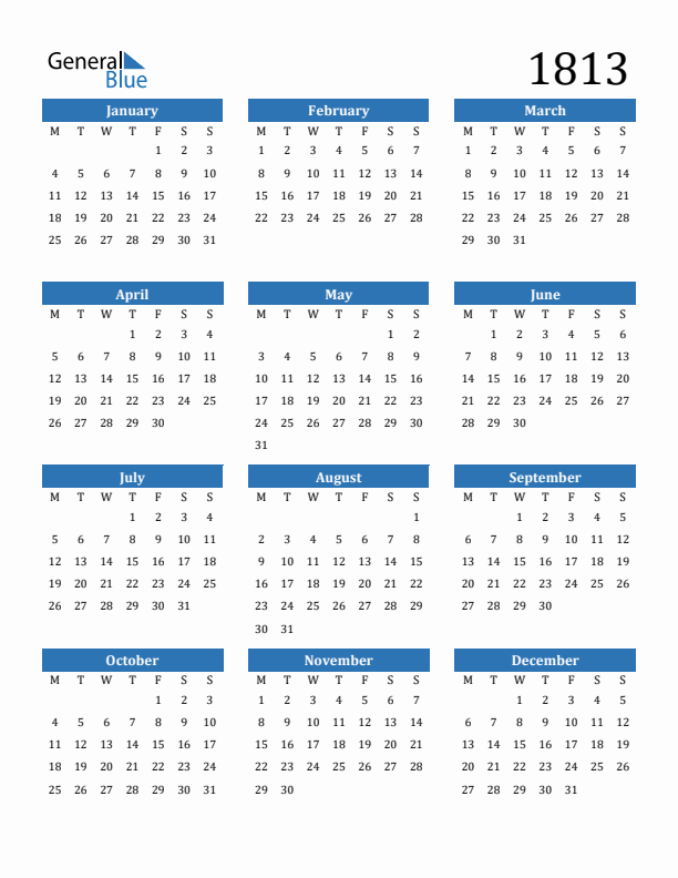 1813 Calendar