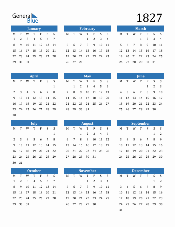 1827 Calendar