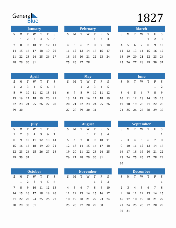 1827 Calendar