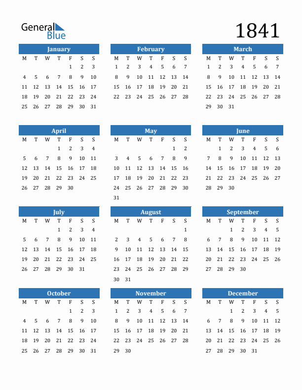 1841 Calendar