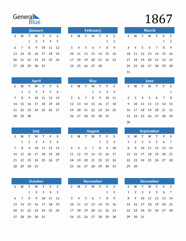 1867 Calendar
