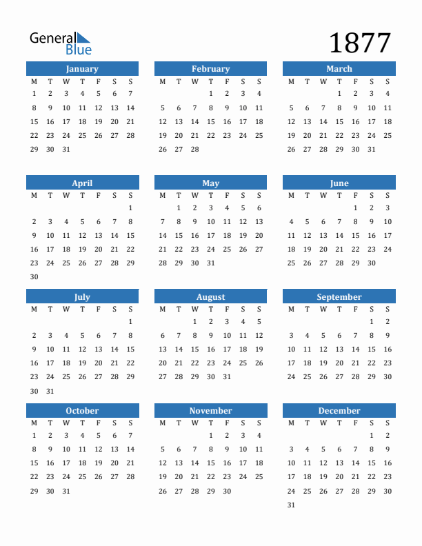 1877 Calendar