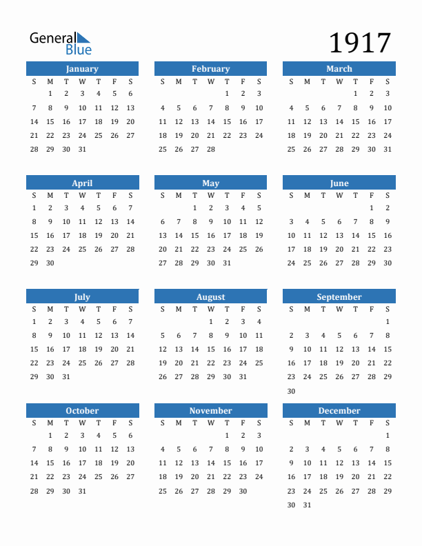 1917 Calendar
