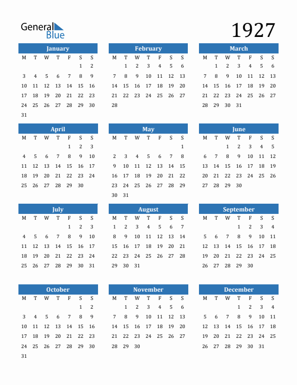 1927 Calendar
