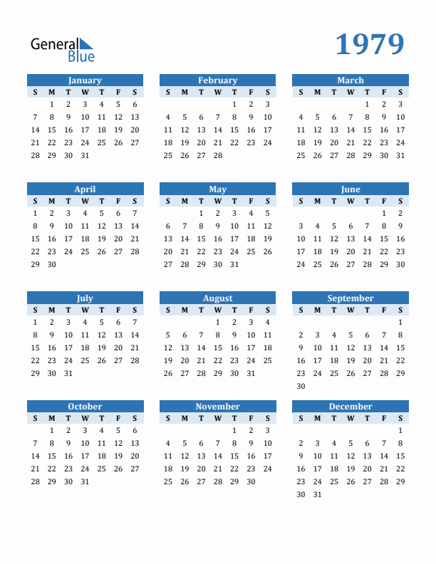 1979 Year Calendar