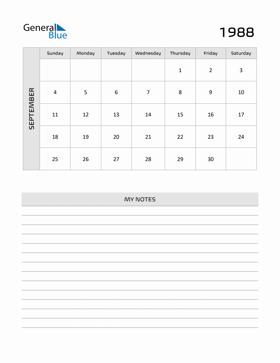 september-1988-printable-monthly-calendar-with-notes