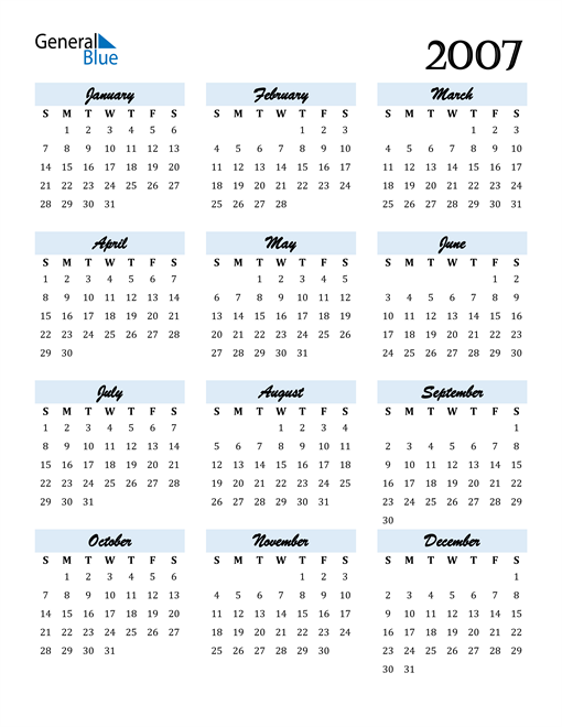 Calendar 2007 Free Download