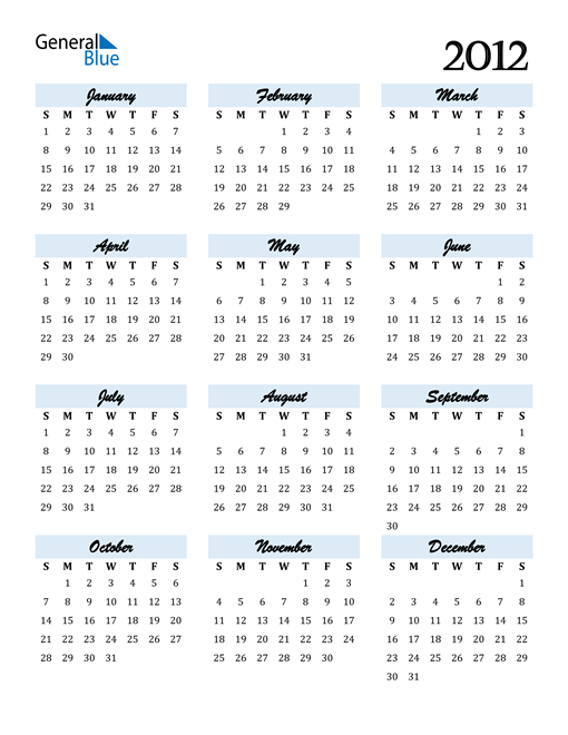 Calendar 2012 Free Download