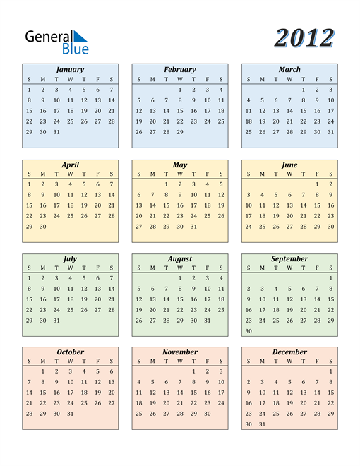 Calendar for 2012