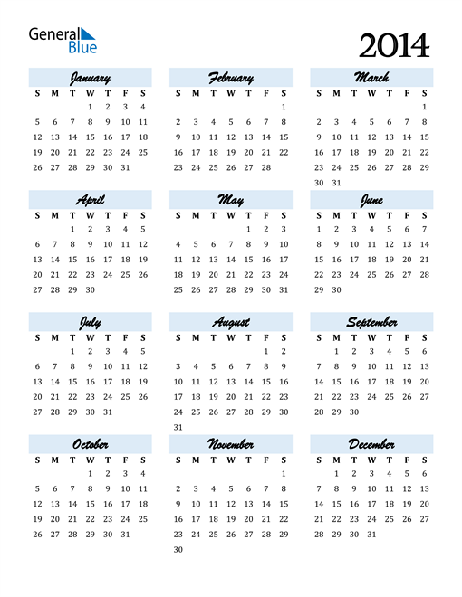 Calendar 2014 Free Download