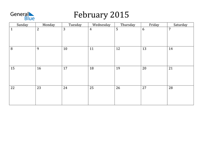 February 2015 Calendar (PDF Word Excel)